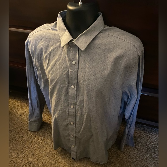 UNTUCKIT-Mens Long Sleeve Button‎ Up Dress Shirt 100% Cotton XXL Gray Design - Picture 2 of 8